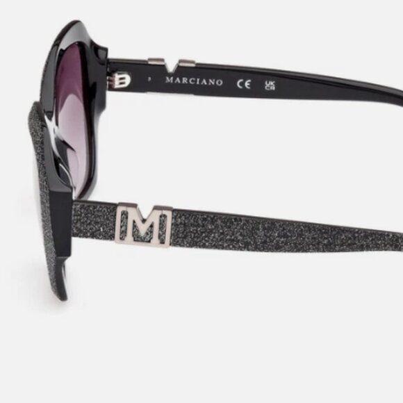 *NWOT* Marciano Sunglasses, Butterfly Frame, Black Sparkle, Purple Gradient Len - Picture 2 of 6